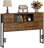 Bed Headboard with Storage Freestanding 4 Fabric Drawers