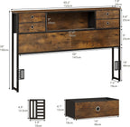 Bed Headboard with Storage Freestanding 4 Fabric Drawers