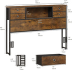 Bed Headboard with Storage Freestanding 4 Fabric Drawers