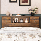 Bed Headboard with Storage Freestanding 4 Fabric Drawers