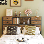 Bed Headboard with Storage Freestanding 4 Fabric Drawers