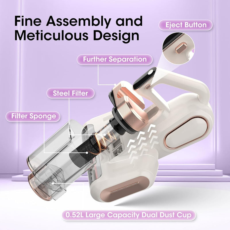 Bed Mattress Vacuum Cleaner Cordless 16kpa Handheld Dust