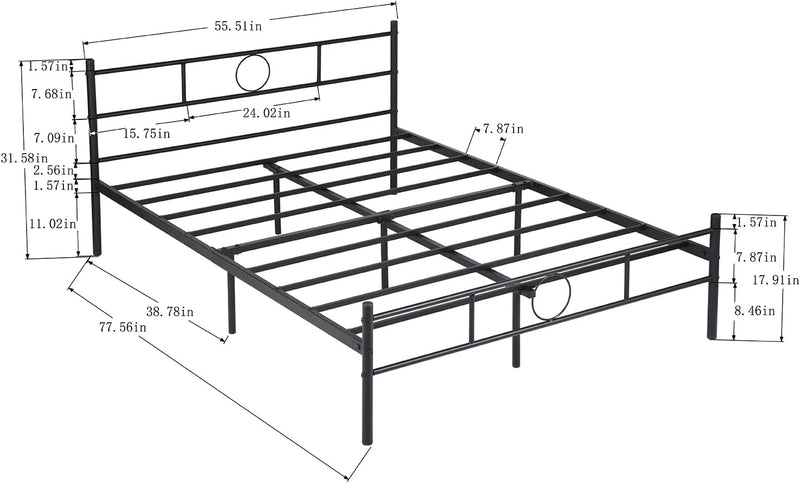 Bed Metal Frame Industrial Iron for Teenagers Adults