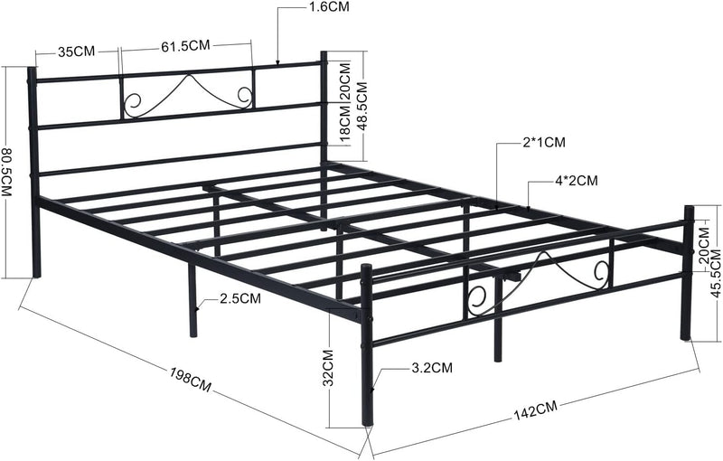 Bed Metal Frame Industrial Iron for Teenagers Adults