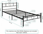 Bed Metal Frame Industrial Iron for Teenagers Adults