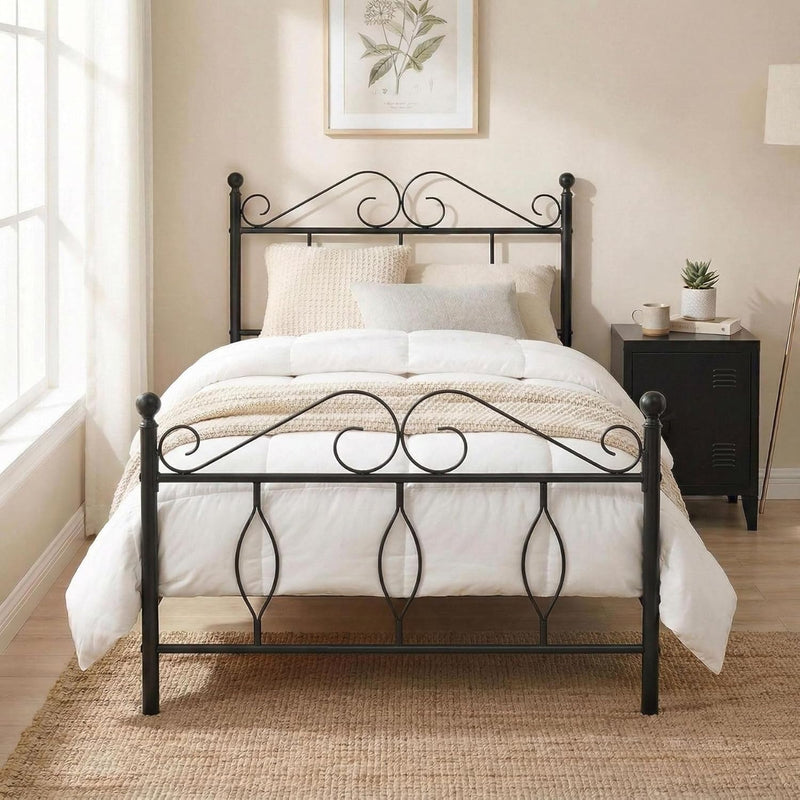 Bed Metal Frame Industrial Iron for Teenagers Adults