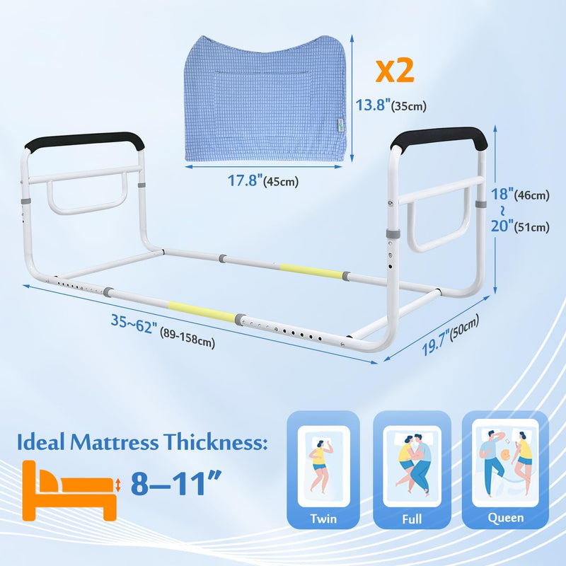 Bed Rail Dual Side Rails for Elderly Adults