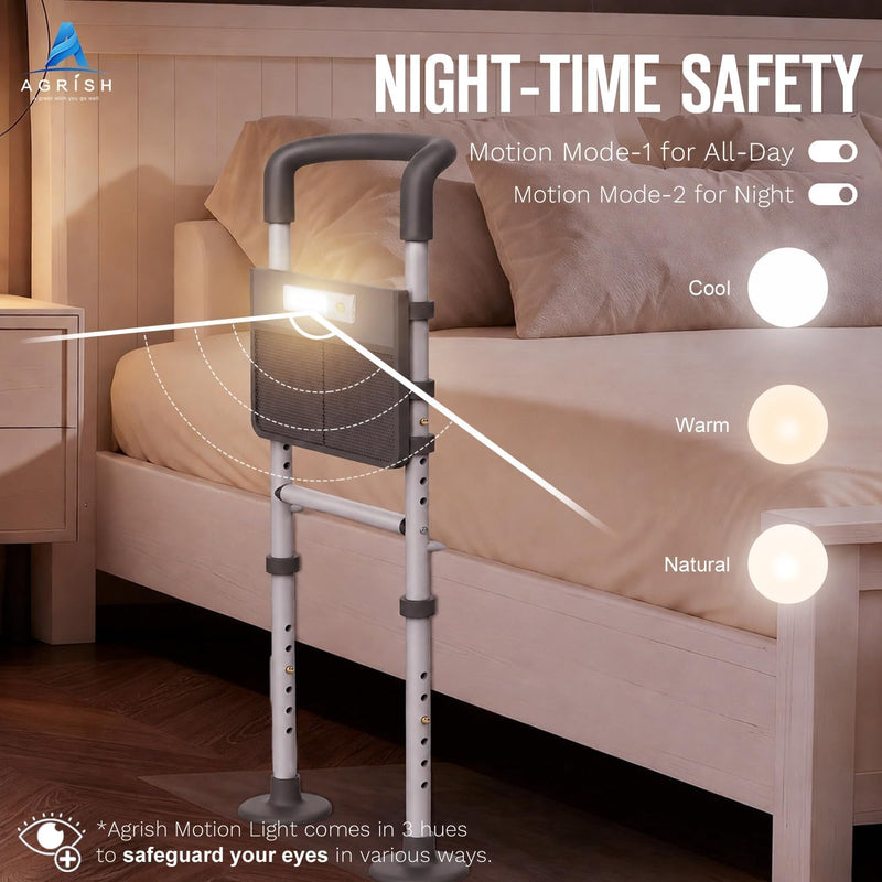 Bed Rail for Elderly Adults with LED Light