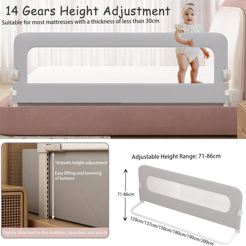 Bed Rail for Toddlers Foldable Toddler Guard Adjustable