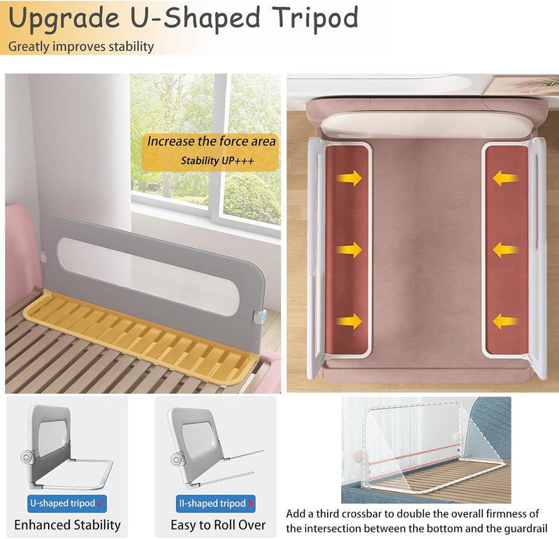 Bed Rail for Toddlers Foldable Toddler Guard Adjustable