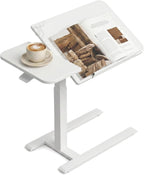 Bed Table with Wheels Adjustable Height Dual-Tilt Top