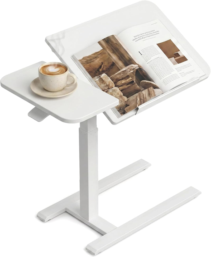 Bed Table with Wheels Adjustable Height Dual-Tilt Top