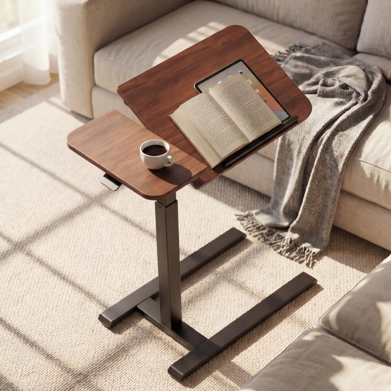 Bed Table with Wheels Adjustable Height Dual-Tilt Top