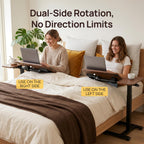 Bed Table with Wheels Adjustable Height Dual-Tilt Top