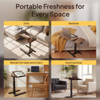 Bed Table with Wheels Adjustable Height Dual-Tilt Top