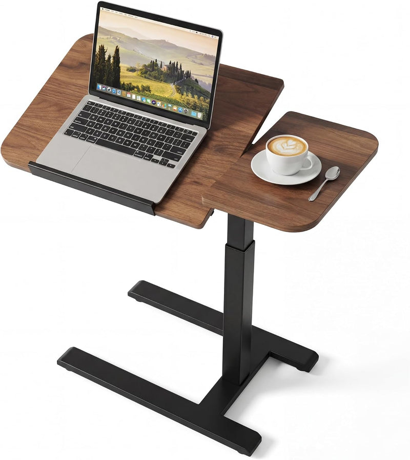 Bed Table with Wheels Adjustable Height Dual-Tilt Top