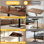 Bed Table with Wheels Adjustable Height Dual-Tilt Top
