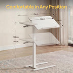 Bed Table with Wheels Adjustable Height Dual-Tilt Top