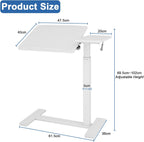 Bed Table with Wheels Adjustable Pneumatic Overbed