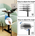 Bed Table with Wheels Adjustable Pneumatic Overbed