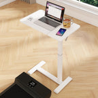 Bed Table with Wheels Adjustable Pneumatic Overbed