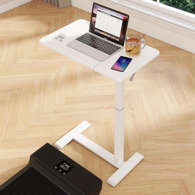Bed Table with Wheels Adjustable Pneumatic Overbed