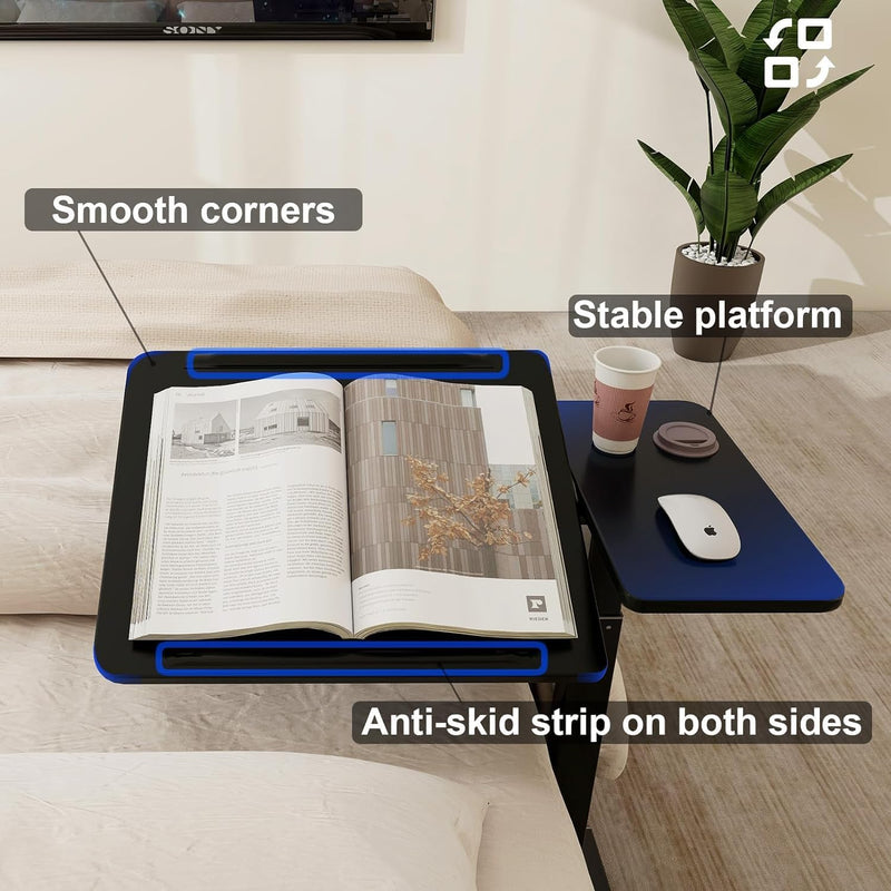 Bed Table with Wheels Adjustable Pneumatic Overbed