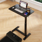 Bed Table with Wheels Adjustable Pneumatic Overbed