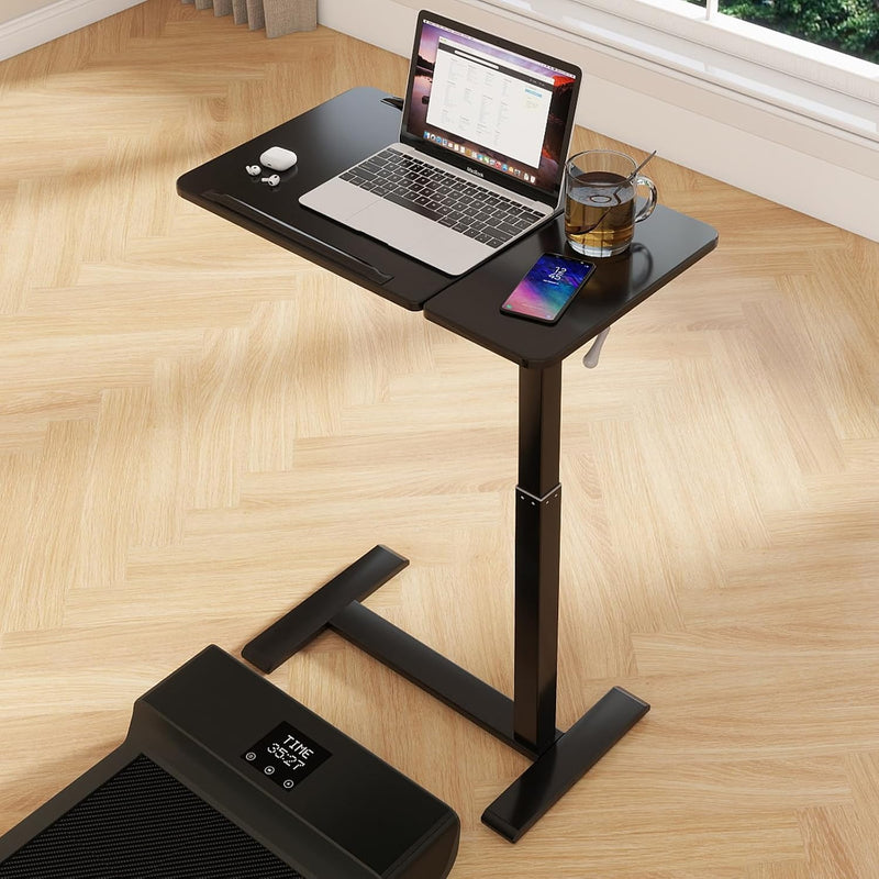 Bed Table with Wheels Adjustable Pneumatic Overbed