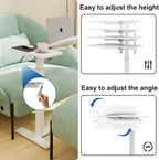 Bed Table with Wheels Adjustable Pneumatic Overbed