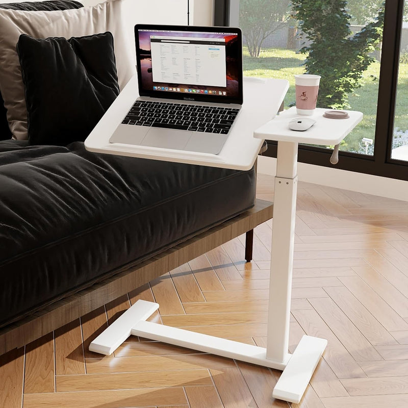 Bed Table with Wheels Adjustable Pneumatic Overbed