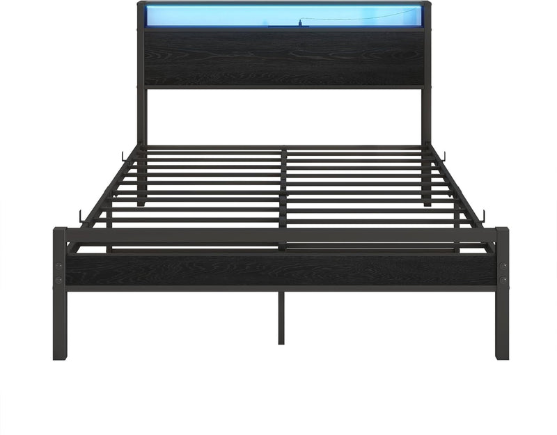 Bed with Storage Wooden Headboard