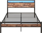 Bed with Storage Wooden Headboard