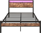 Bed with Storage Wooden Headboard