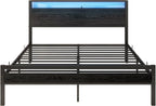 Bed with Storage Wooden Headboard