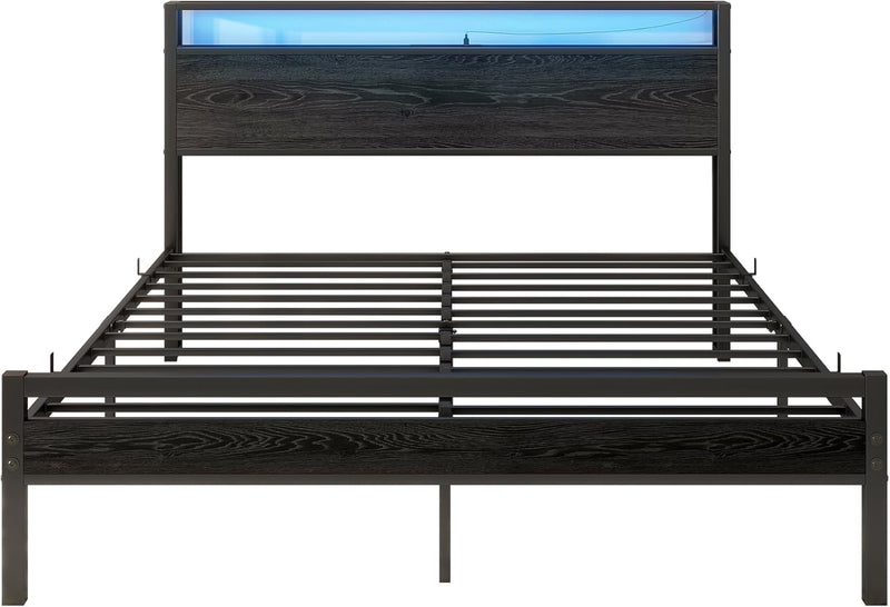 Bed with Storage Wooden Headboard