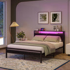 Bed with Storage Wooden Headboard