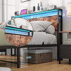 Bed with Storage Wooden Headboard