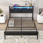 Bed with Storage Wooden Headboard
