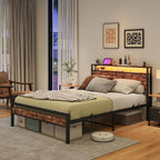 Bed with Storage Wooden Headboard
