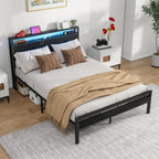 Bed with Storage Wooden Headboard