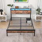 Bed with Storage Wooden Headboard