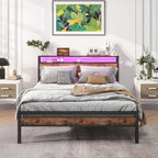 Bed with Storage Wooden Headboard