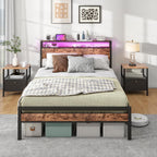 Bed with Storage Wooden Headboard