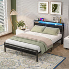Bed with Storage Wooden Headboard
