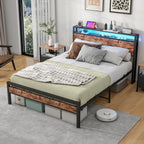 Bed with Storage Wooden Headboard