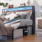 Bed with Storage Wooden Headboard