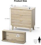 Bedroom Chest of 3 Drawers Wooden Closet Dressers