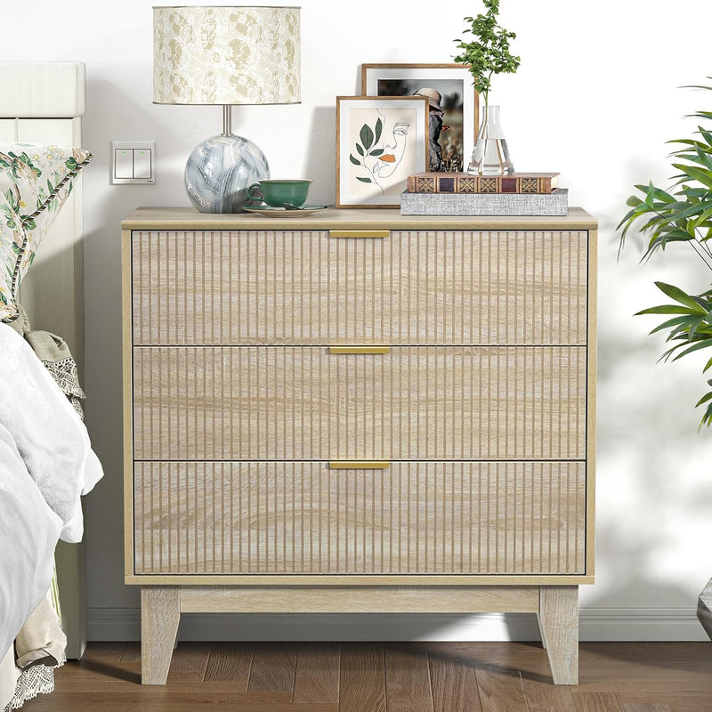 Bedroom Chest of 3 Drawers Wooden Closet Dressers