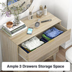 Bedroom Chest of 3 Drawers Wooden Closet Dressers